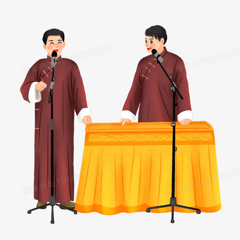 手绘插画风相声表演免抠元素png图片素材下载_元素png_熊猫办公