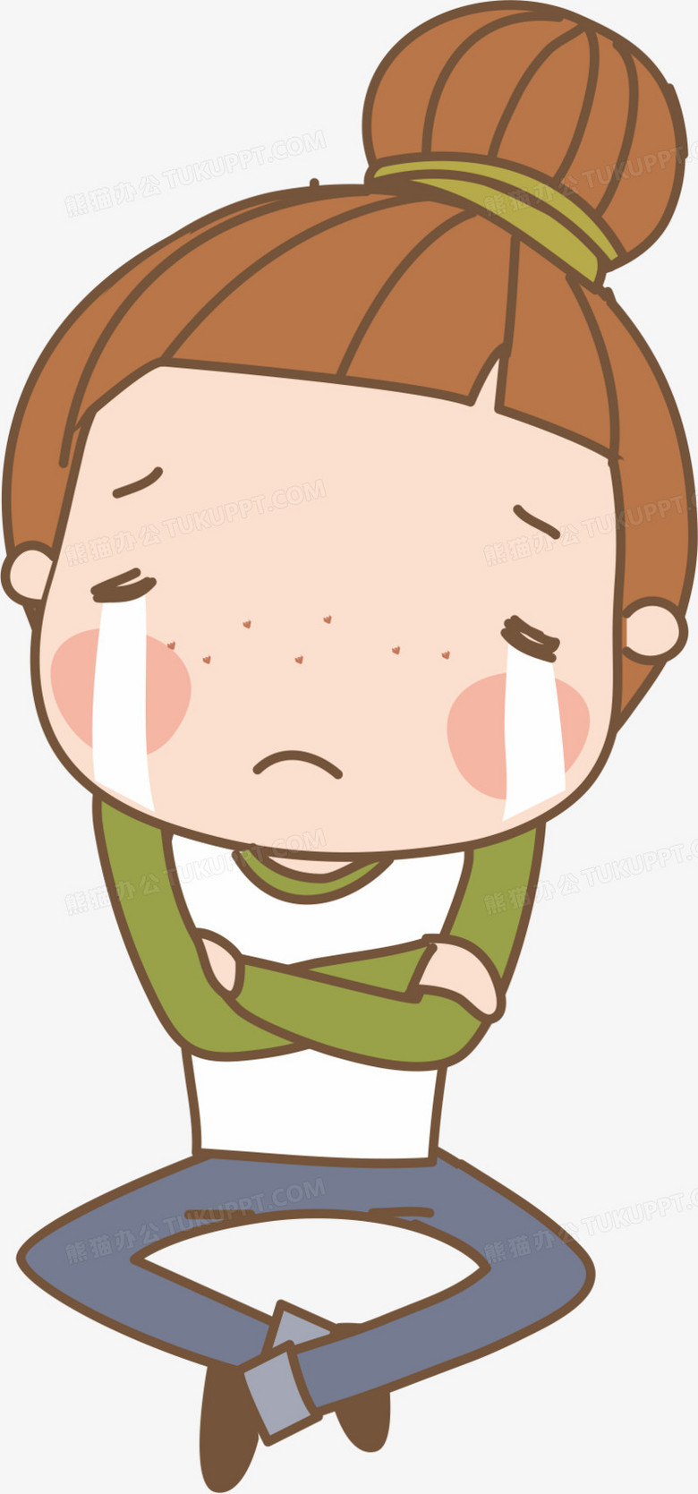 本作品全称为《彩色卡通风为烦恼哭泣的女孩元素》,使用adobe