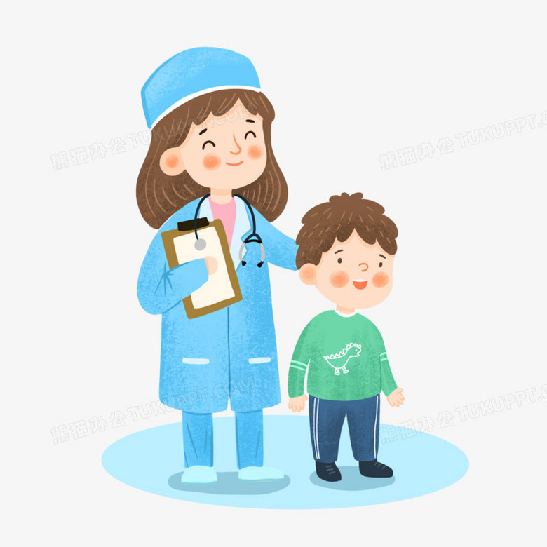 手绘卡通幼儿体检插画免抠元素