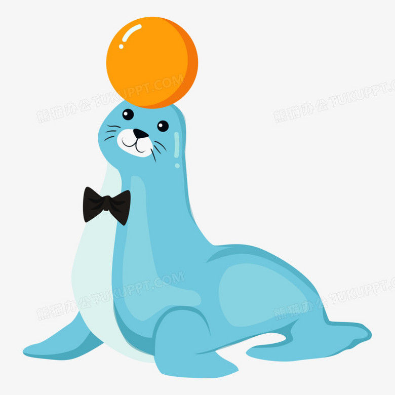 卡通手绘戴魔术帽小海豹素材