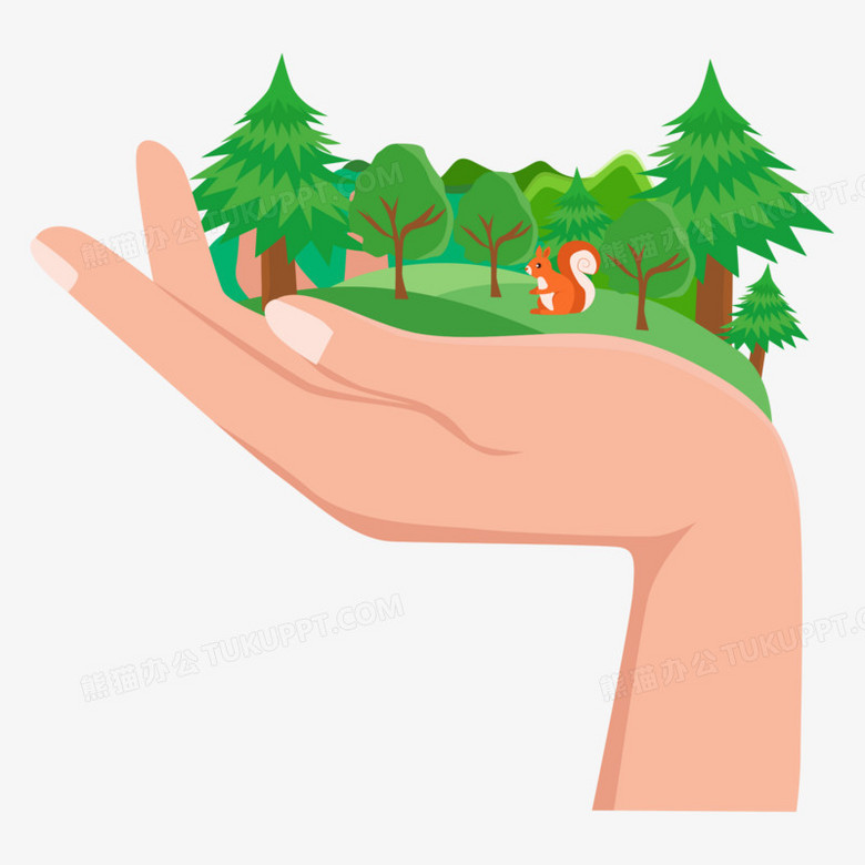 手绘创意保护绿色森林树木素材