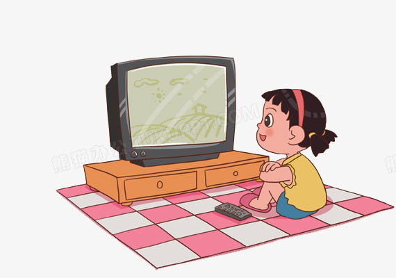 设计了一个看电视的小女孩,卡通效果的展现形式更好的突出人物的特征