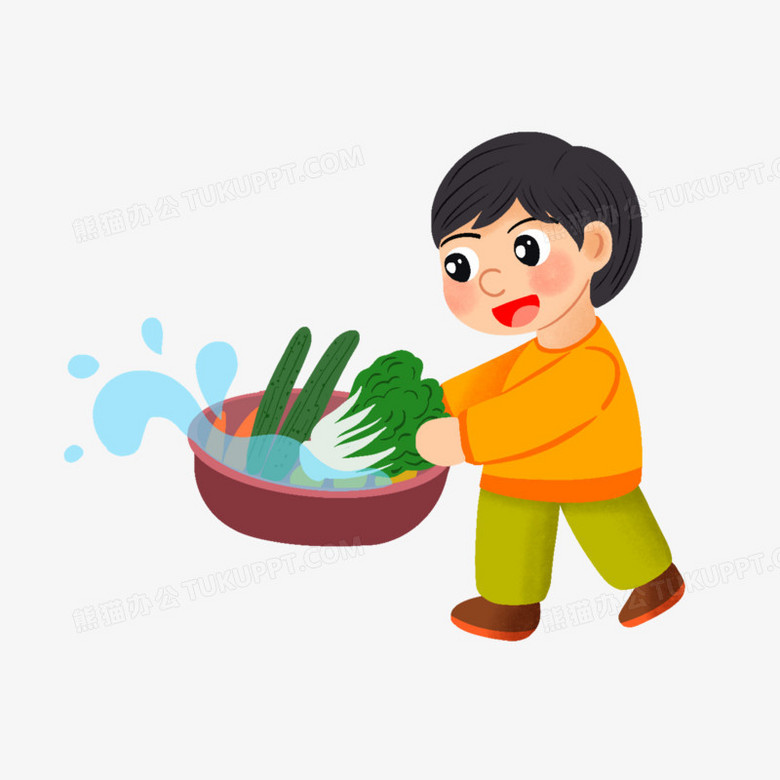 本作品全称为《卡通手绘小朋友洗菜创意元素》,由迷南文化传媒(上海)