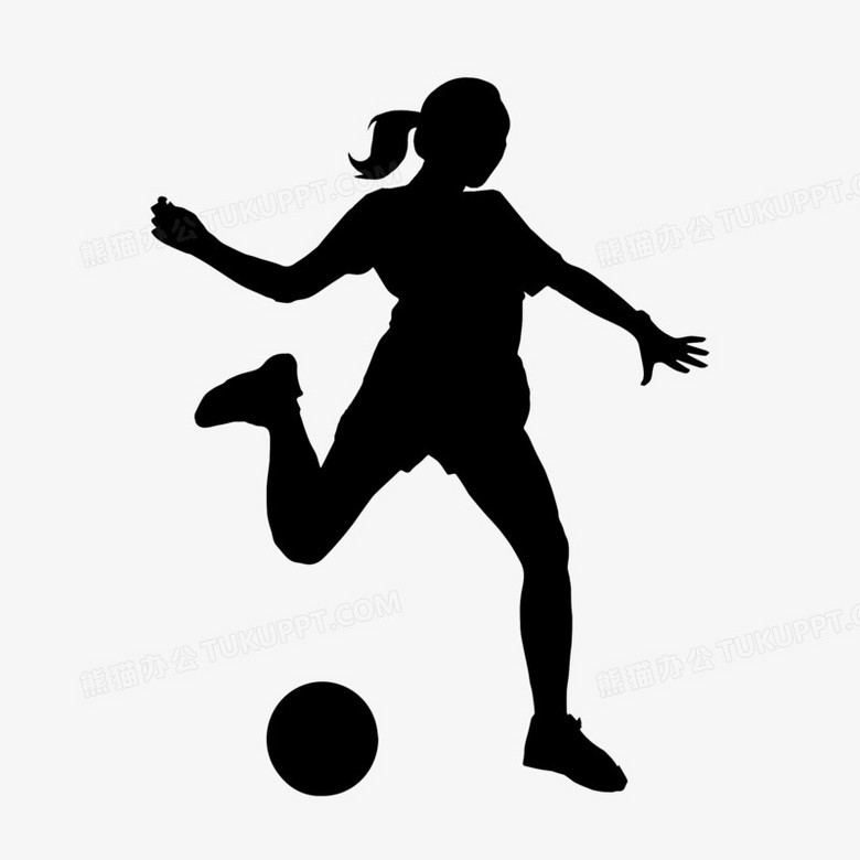 本作品全称为《卡通黑色女足踢球剪影创意元素》,使用 adobe
