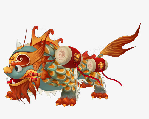 本作品全称为《卡通可爱春节年兽创意元素》,在整个配色上使用多种