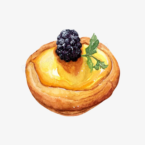 蓝莓蛋挞手绘素材图片