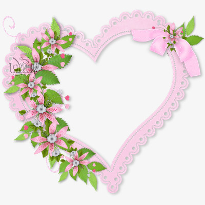 粉红心形花边框相框png图片素材下载_花边png_熊猫办公