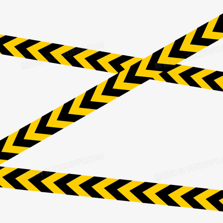 黄黑隔离带警戒线装饰素材
