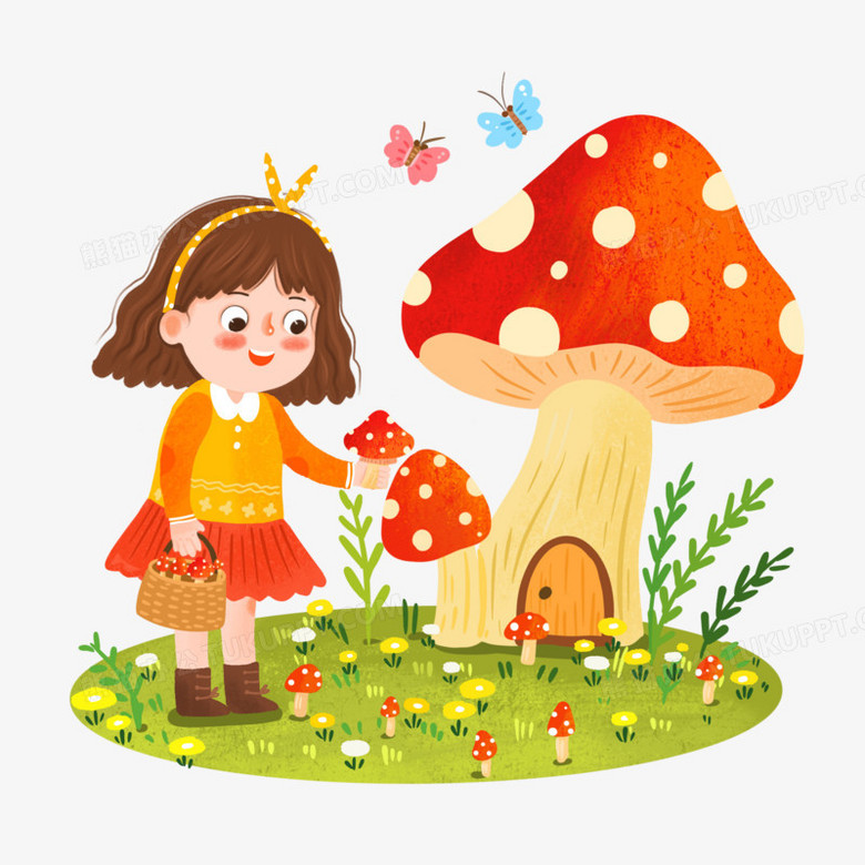 采蘑菇的小姑娘头像图片