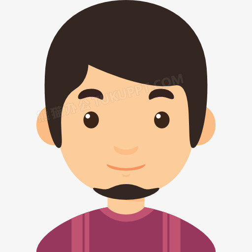 本作品全称为《紫色卡通手绘帅气的中年男士创意元素》,在整个配色上