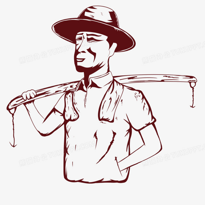 手绘农民线稿免抠人物元素