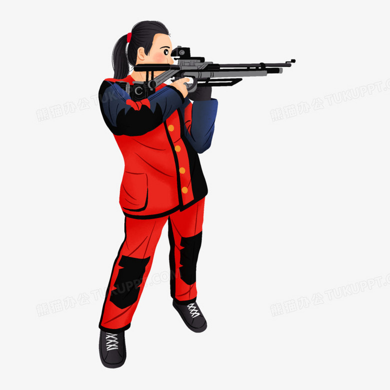 手绘插画风射击运动员免抠元素