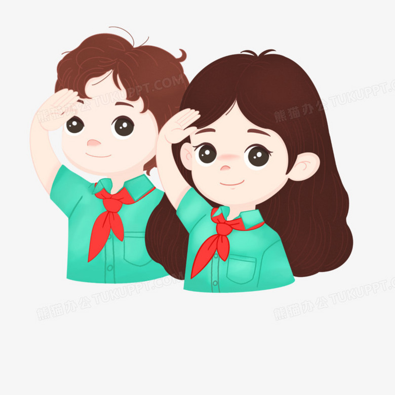 卡通可爱小朋友敬礼插画元素