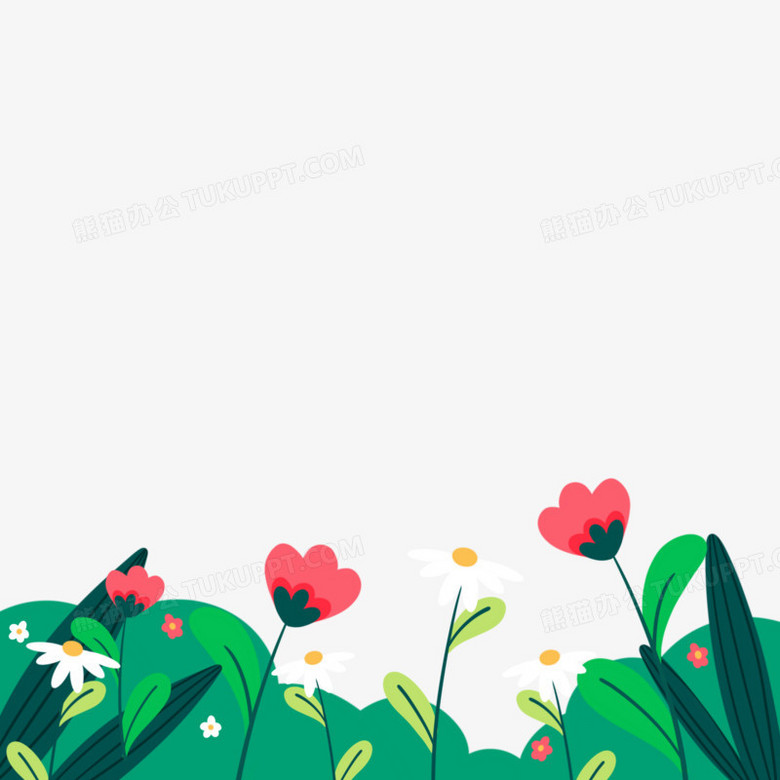 创意扁平风春季花丛免抠元素png图片素材下载_花丛png_熊猫办公