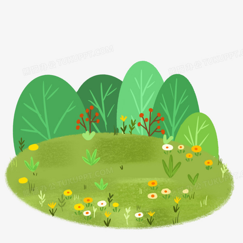 卡通手绘免抠草坪草地素材
