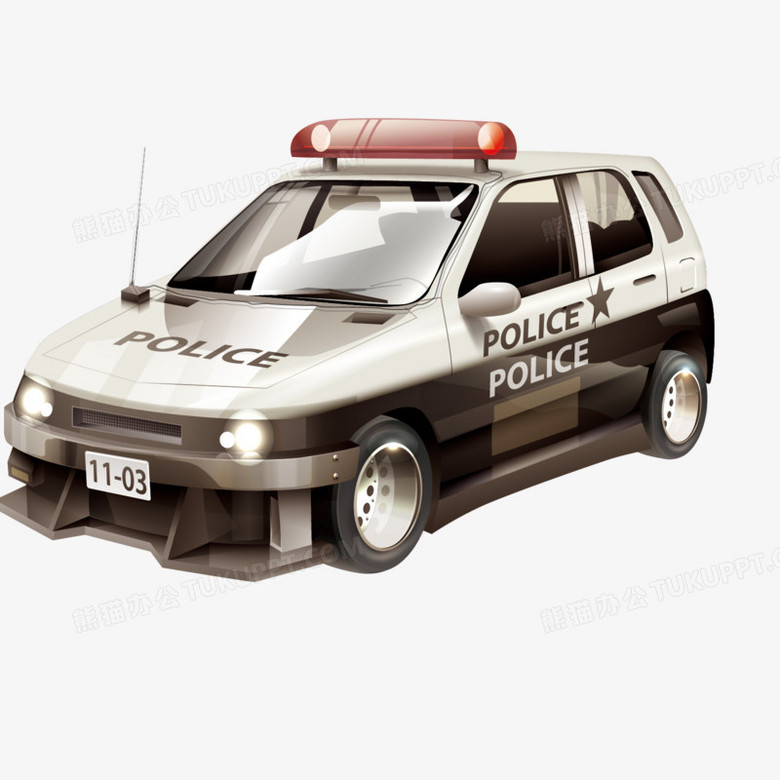 矢量卡通寫實警車