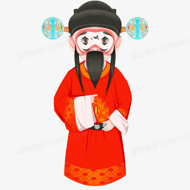 手绘京剧戏曲人物丑角插画元素