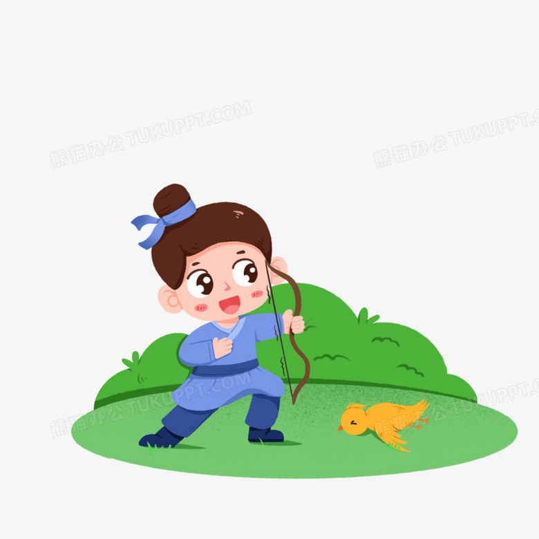 卡通手绘寓言故事惊弓之鸟免抠素材