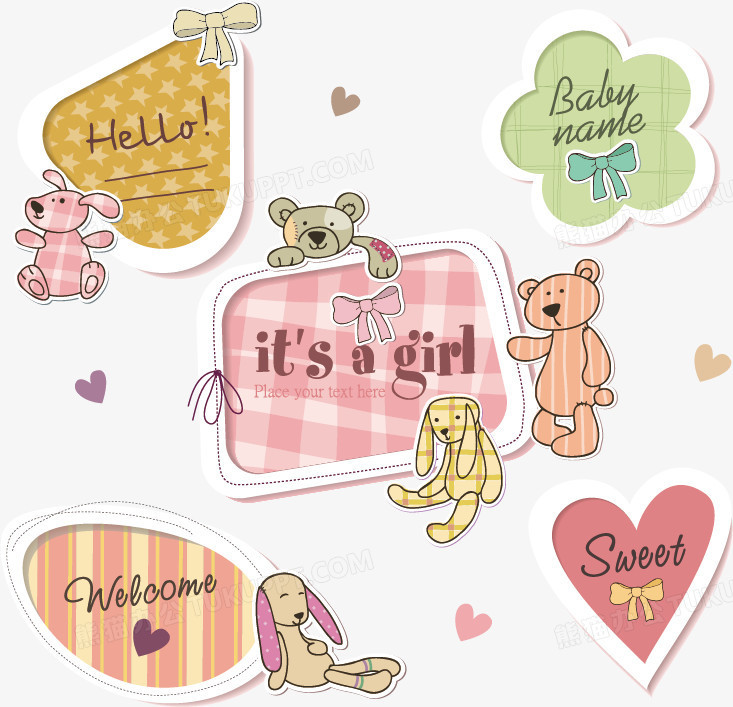 可爱卡通标签PNG图片素材下载_标签PNG_熊猫办公