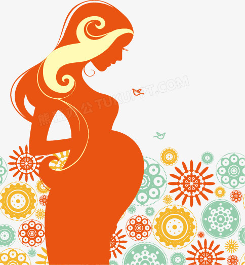 孕妇人物剪影设计矢量素材