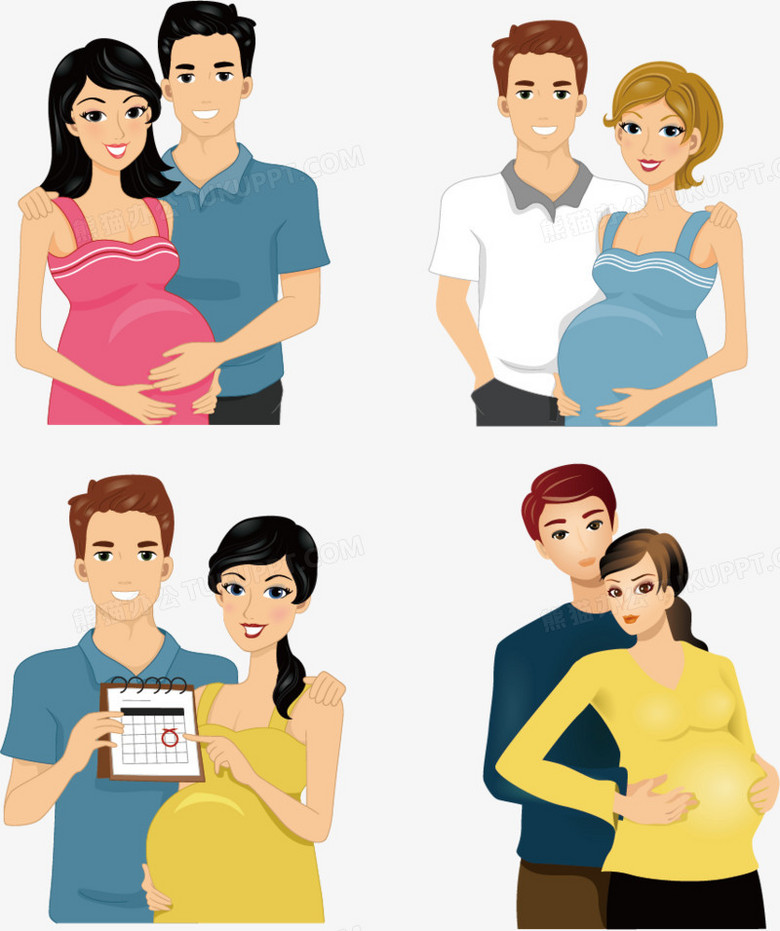 孕妇一家人卡通图片图片