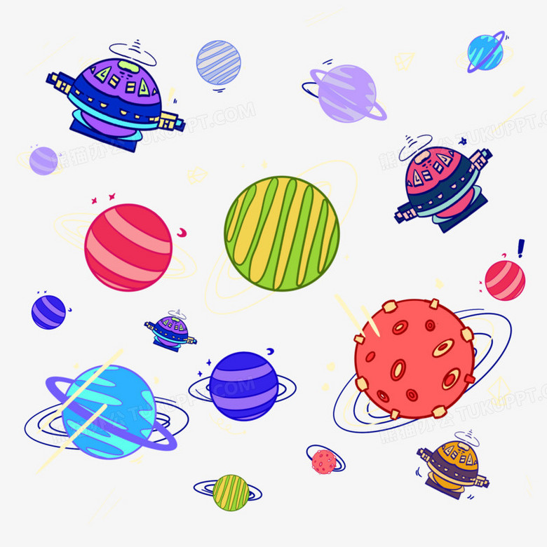 一组太空简笔画宇宙图案元素
