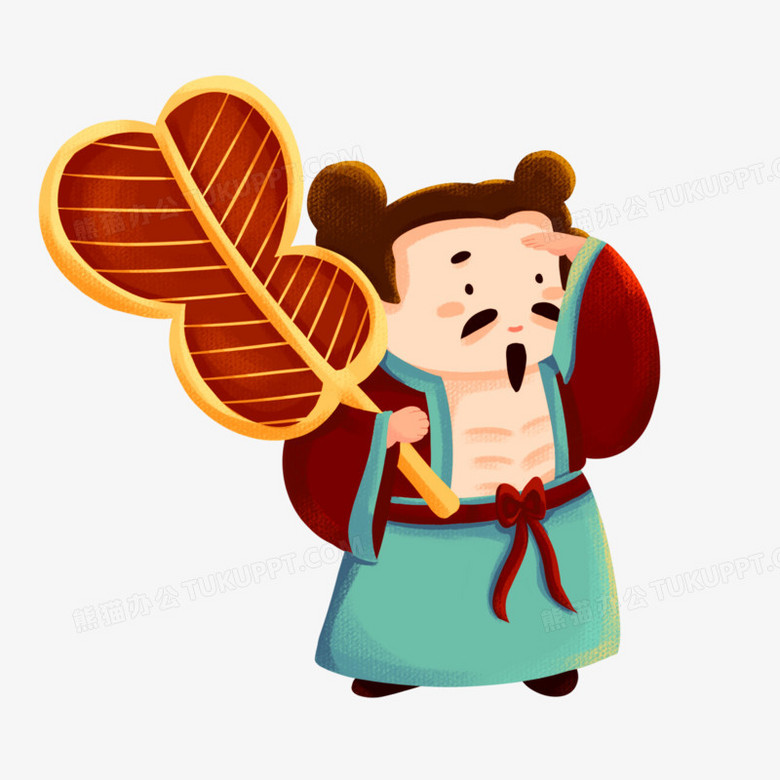 手绘卡通八仙过海汉钟离免抠素材