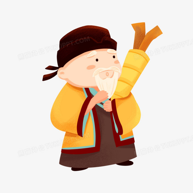 手绘卡通八仙过海张果老免抠素材