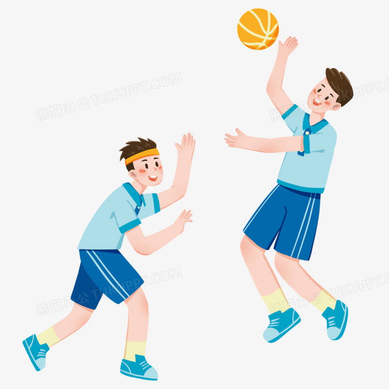 卡通校园运动会高年级打篮球素材