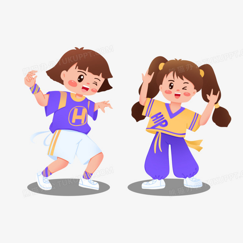 卡通活力街舞女孩社团素材