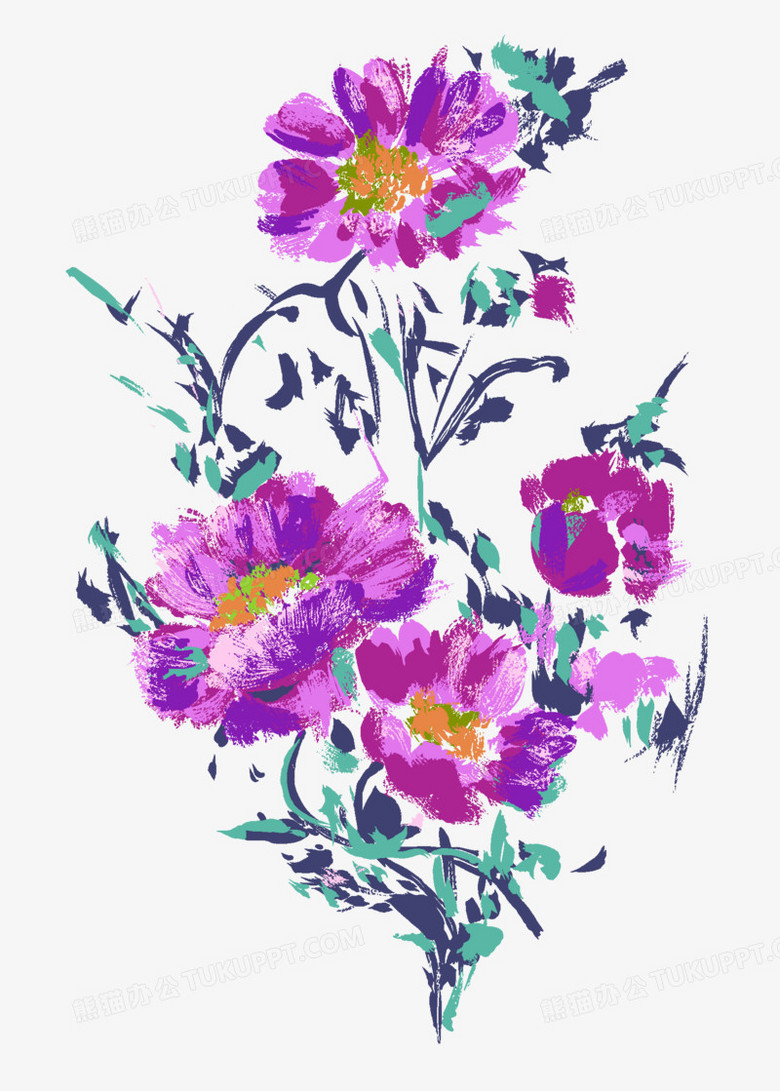 紫色水彩花png图片素材免费下载 紫色png 1644 2298像素 熊猫办公