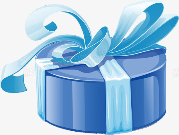 蓝色圆形礼品盒设计png图片素材下载