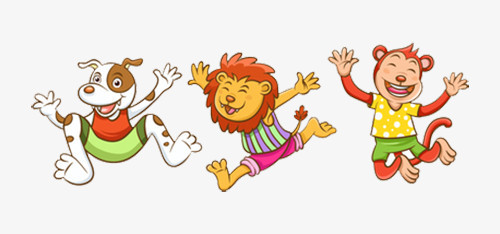 卡通动物跳跃