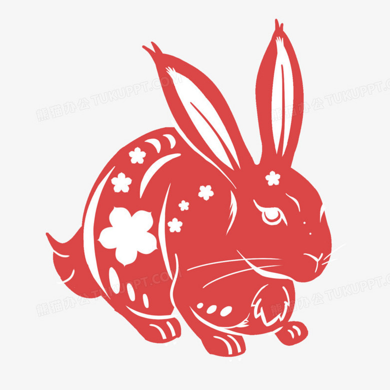 手绘小兔子剪纸素材
