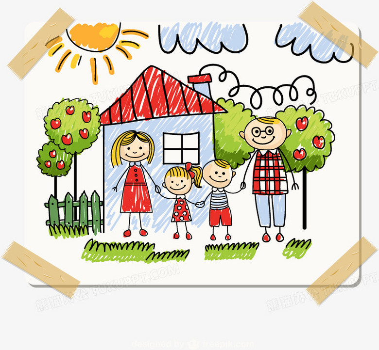 温暖幸福的家画一幅画图片
