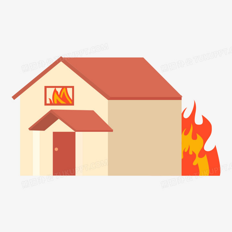 绘画着火的房子图片