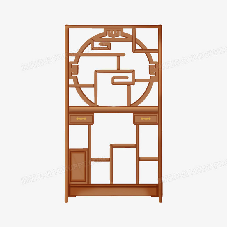 手绘中式家具多宝架素材