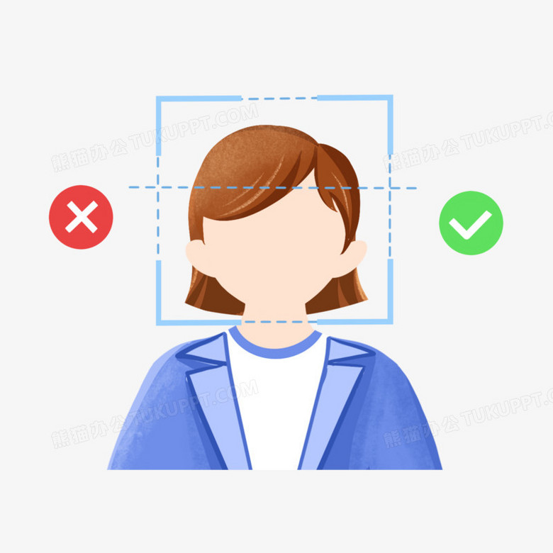 手绘扁平风人脸识别元素