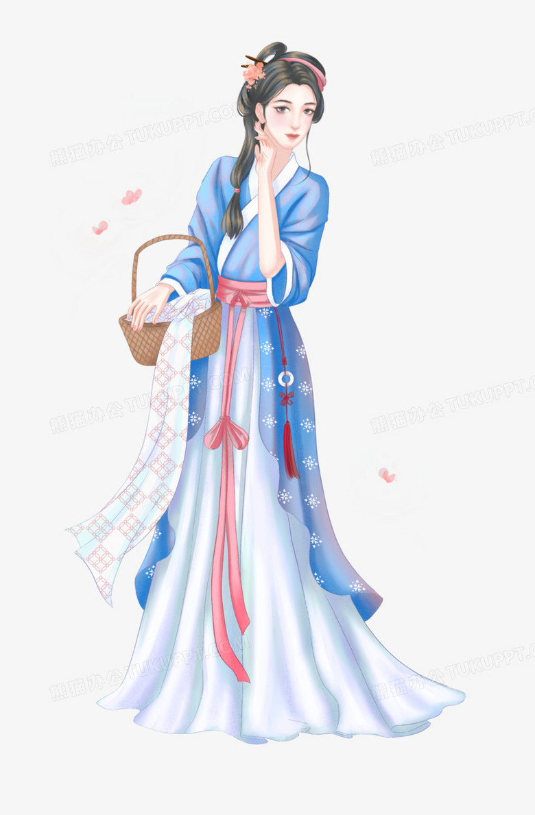 手绘四大美女西施浣纱人物素材