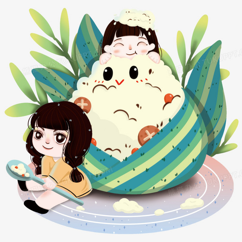 本作品全称为《卡通风彩色包粽子免抠创意元素》,使用 adobe
