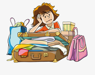 本作品全称为《卡通手绘收拾行李的女孩创意元素》,在整个配色上使用