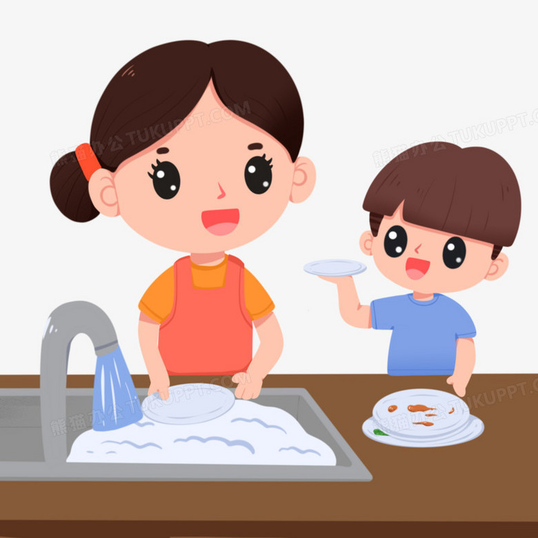 帮妈妈洗碗怎么画简单图片