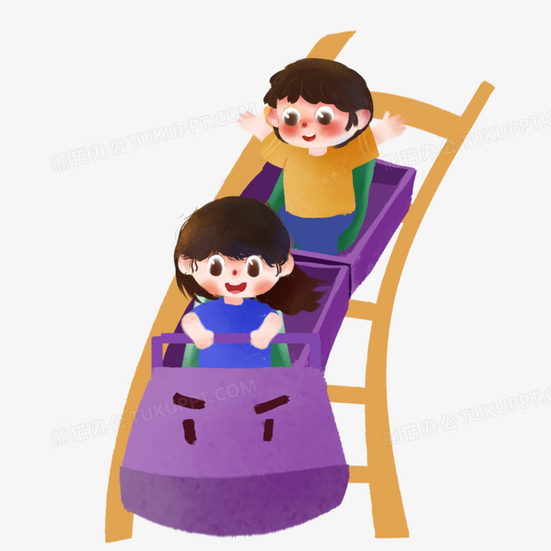卡通手绘儿童坐过山车免抠元素
