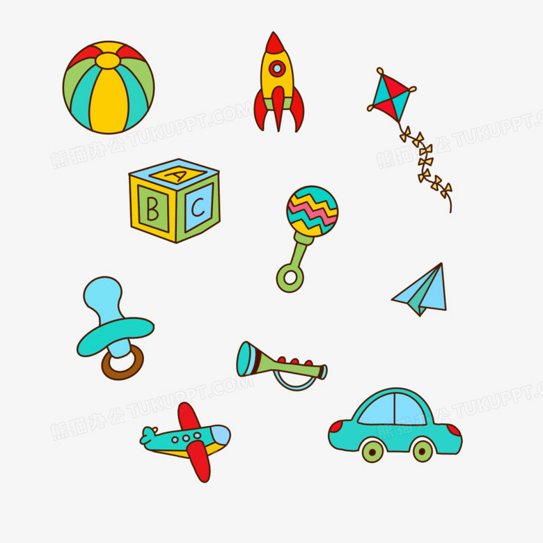 卡通手绘儿童玩具贴纸免抠元素
