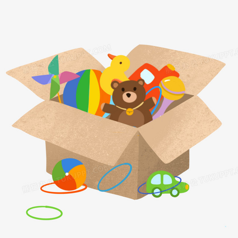 手绘卡通玩具收纳箱插画免抠元素png图片素材下载_手绘png_熊猫办公