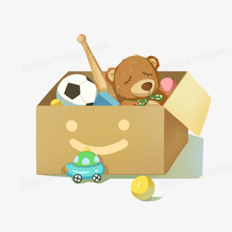 卡通手绘61玩具箱素材