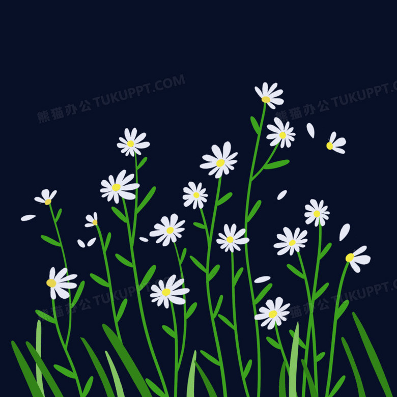 卡通一排小雏菊免抠元素