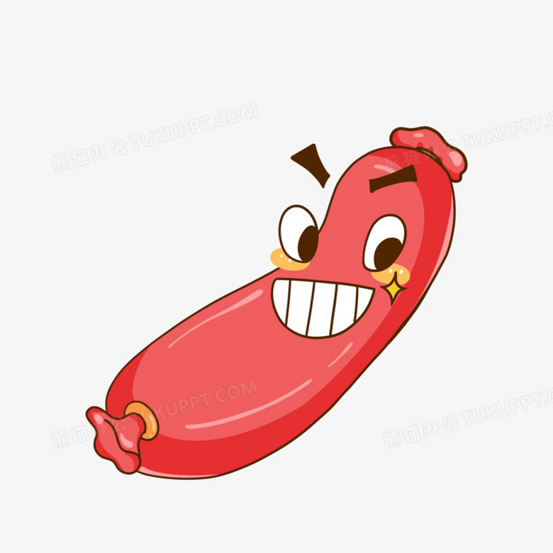 卡通手绘食物香肠拟人表情包之惊喜素材
