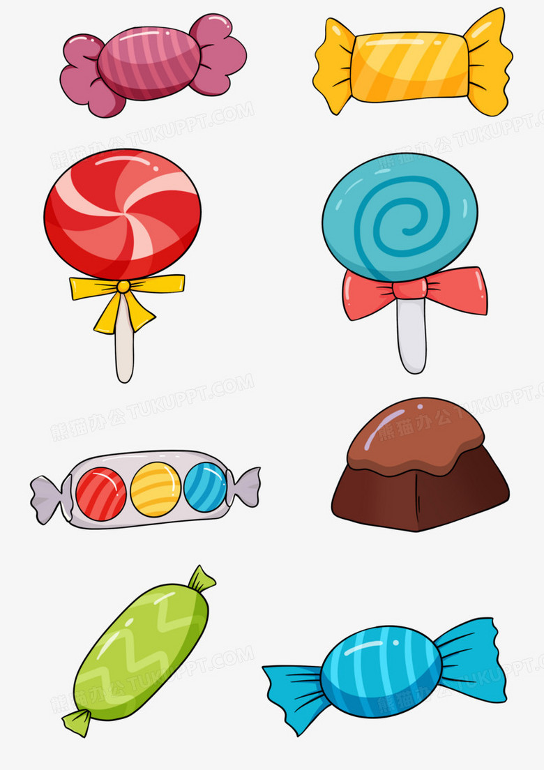 一组卡通手绘糖果贴纸合集png图片素材下载_素材png_熊猫办公