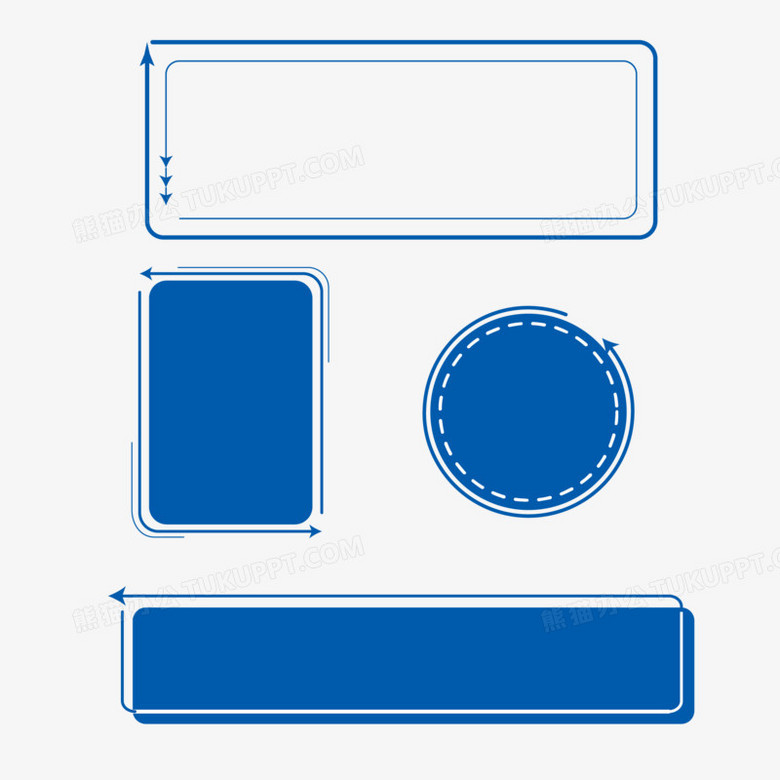 一组矢量蓝色简约边框合集